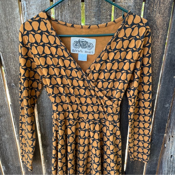 Effie’s Heart Sarah Long Sleeve Bartlett Pear Dress In Sz S - Picture 4 of 12